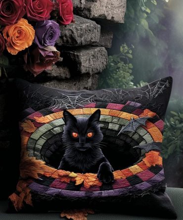 Haunted Eyes Quilted Pillow Cover — Spooky Halloween Decorative Throw Pillowcase With Eerie Eye Motif For Haunted Home & Party Decor
