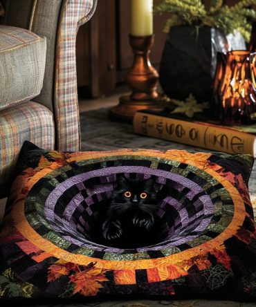 Jack-O'-Lantern Pumpkin Glow Quilted Pillow Cover — Festive Halloween Decorative Throw Pillowcase With Glowing Pumpkin Motif For Porch & Sofa