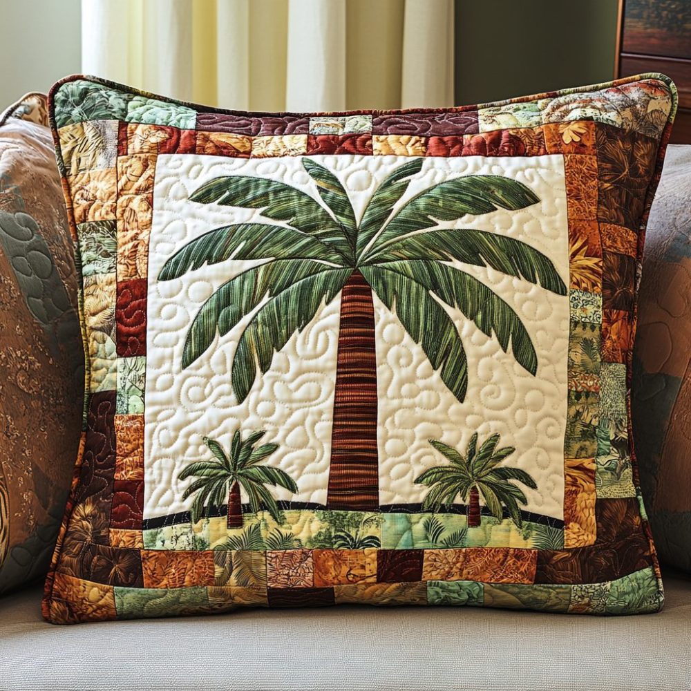 Tropic Touch Quilted Pillow Cover — Lush Tropical Print Accent For Sofa, Patio Seating & Coastal Bedroom Styling