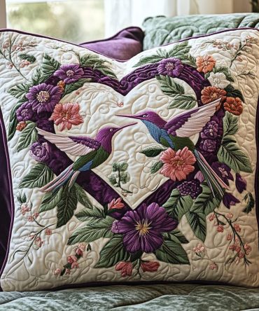Petal Pair Quilted Pillow Cover — Romantic Twin Floral Cotton Shams, Pair Decorative Accent For Bed, Sofa Or Guest Room, Machine Washable