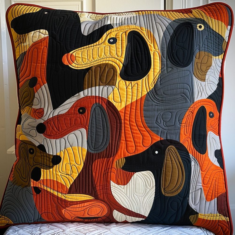 Premium Quilted Dachshund Throw Pillow Cover – Cute Dog Decor For Sofa & Bedroom, Soft Cotton Blend, Hypoallergenic & Machine Washable