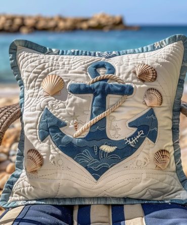 Sandy Shores Quilted Pillow Cover — Coastal Beach-Inspired Throw Sham With Textured Quilting, Soft Fabric For Seaside & Nautical Rooms