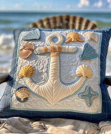 Seaside Serenity Quilted Pillow Cover — Tranquil Coastal Design With Soft Quilting, Perfect For Nautical, Modern Farmhouse & Beach Interiors