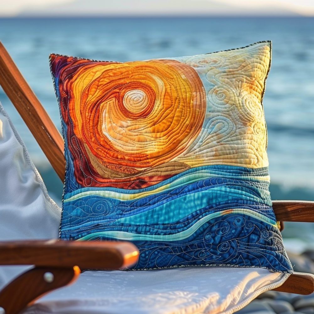 Beachcomber'S Haven Quilted Pillow Cover — Driftwood Tones & Seaside Motifs For Coastal Charm, Soft Quilting For Everyday Comfort