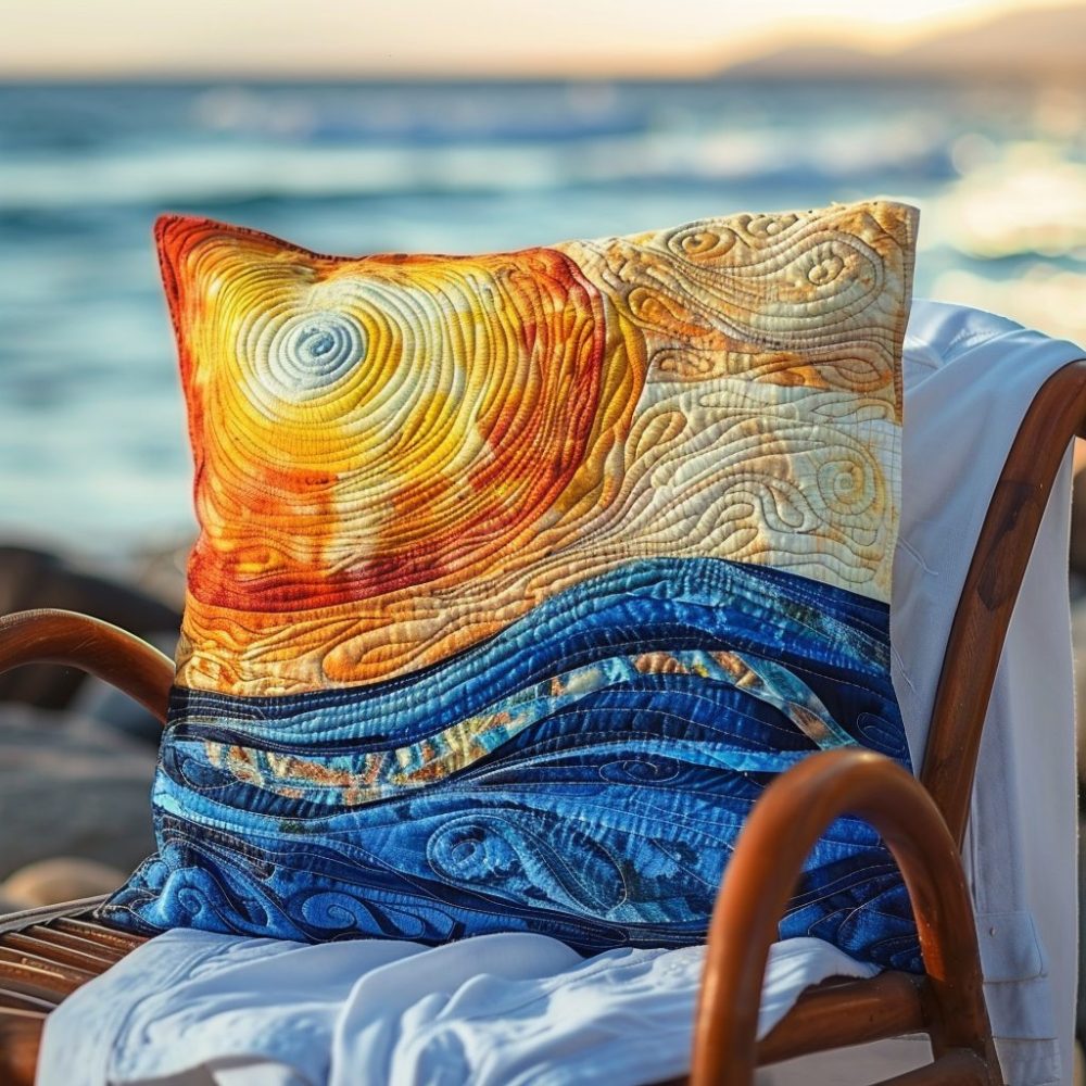 Tropical Tides Quilted Throw Pillow Cover — Lush Island Patterns & Cozy Stitching For Tropical, Coastal Or Bohemian Home Styling