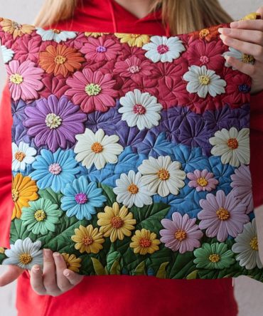 Floral Quilted Decorative Pillow Cover - Luxury Soft Cotton Throw Case For Bedroom & Living Room
