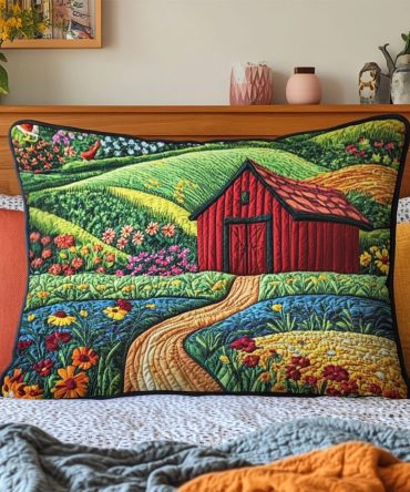 Country Charm Quilted Pillow Cover — Cozy Cotton Decorative Sham With Timeless Farmhouse Style, Hypoallergenic & Easy Care