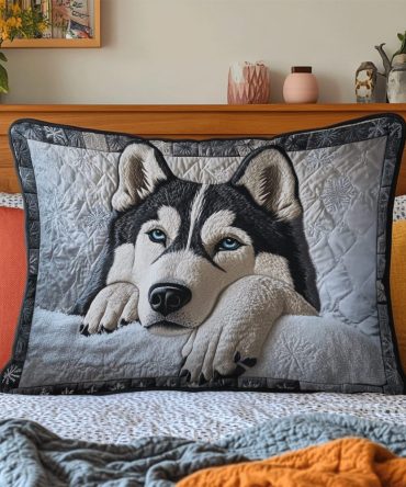 Husky Dream Quilted Pillow Sham — Cozy Siberian Dog Decorative Pillowcase, Soft Durable Cotton, Perfect Gift For Husky Owners & Fans