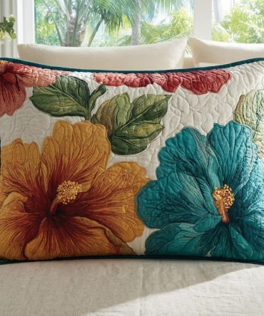 Bright Botanicals Quilted Pillow Cover — Vibrant Floral Decorative Pillowcase, Soft Cotton-Blend Accent For Bedroom & Sofa