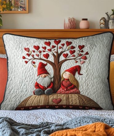 Whimsical Garden Gnome Quilted Decorative Pillow Cover — Soft Cotton-Blend Sham, Breathable, Machine Washable, Cozy Accent For Living Room