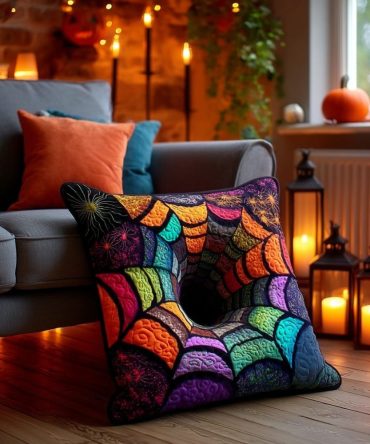 Illusion Rift Quilted Throw Pillow Cover - Surreal 3D Art Decorative Case For Modern Living Room & Statement Design
