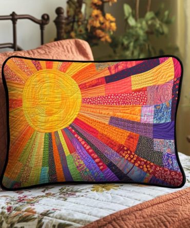 Cheerful Sunshine Quilted Pillowcase – Bright Decorative Pillow Sham, Soft Breathable Cotton Blend For Kid’S Rooms & Sunny Home Accents, Machine-Washable
