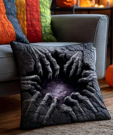 Dark Abyss Quilted Pillow Cover — Moody Gothic Decorative Throw Pillowcase With Deep Texture For Dramatic Living Room & Bedroom Accents