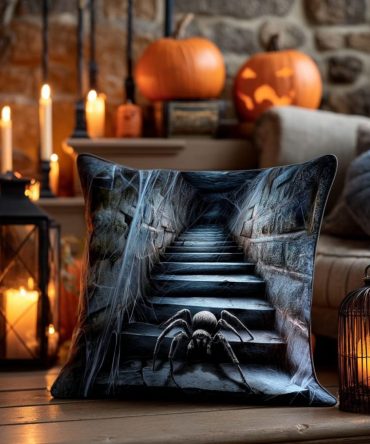 Arachnid Statement Quilted Pillow Cover — Bold Spider Motif Throw Pillow Case For Gothic, Halloween & Dramatic Home Accents, Durable Quality