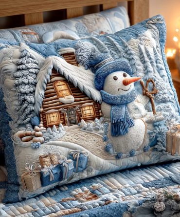 Winter Frost Quilted Decorative Pillow Cover — Plush Holiday Throw Pillowcase For Christmas Bedroom & Cozy Living Room Accents