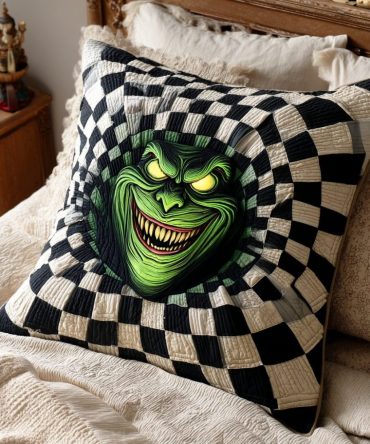 Abyss Demon Gothic Quilted Pillow Cover — 18X18In Dark Fantasy Throw, Premium Soft Cotton-Blend, Machine-Washable Accent For Bedroom