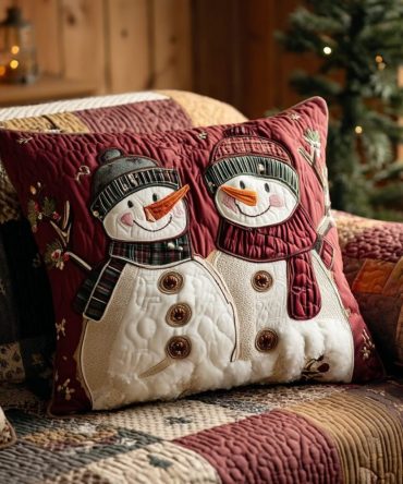 Snow Friends Classic Quilted Pillow Cover — Charming Winter Throw For Family Rooms, Nurseries & Seasonal Decorating