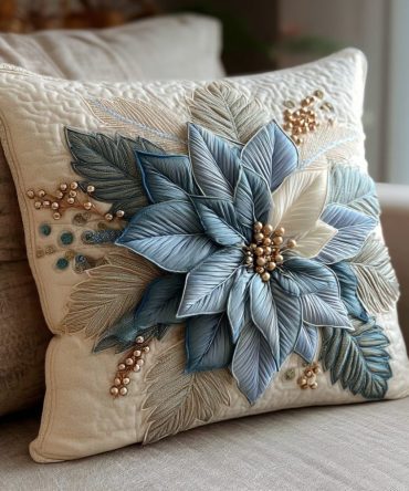 Midnight Bloom Quilted Throw Pillow Cover - Luxurious Dark Floral Decorative Case For Sofa, Bedroom & Elegant Home Styling