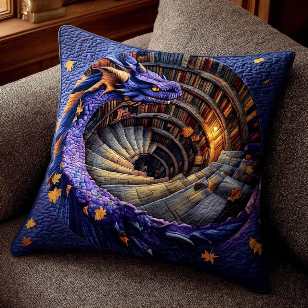 Spiral Watcher Quilted Pillow Cover — 18X18In Hypnotic Geometric Throw Pillow, Modern Gothic Accent, Premium Quilted Cushion Case