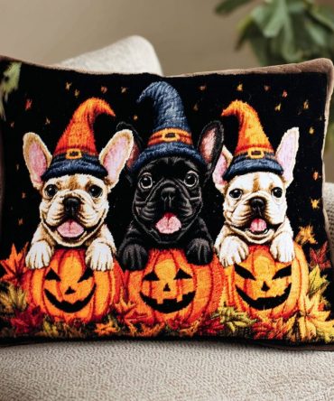 Adorable French Bulldog Quilted Throw Pillow Cover - Cute Dog Lover Decorative Case For Couch & Nursery