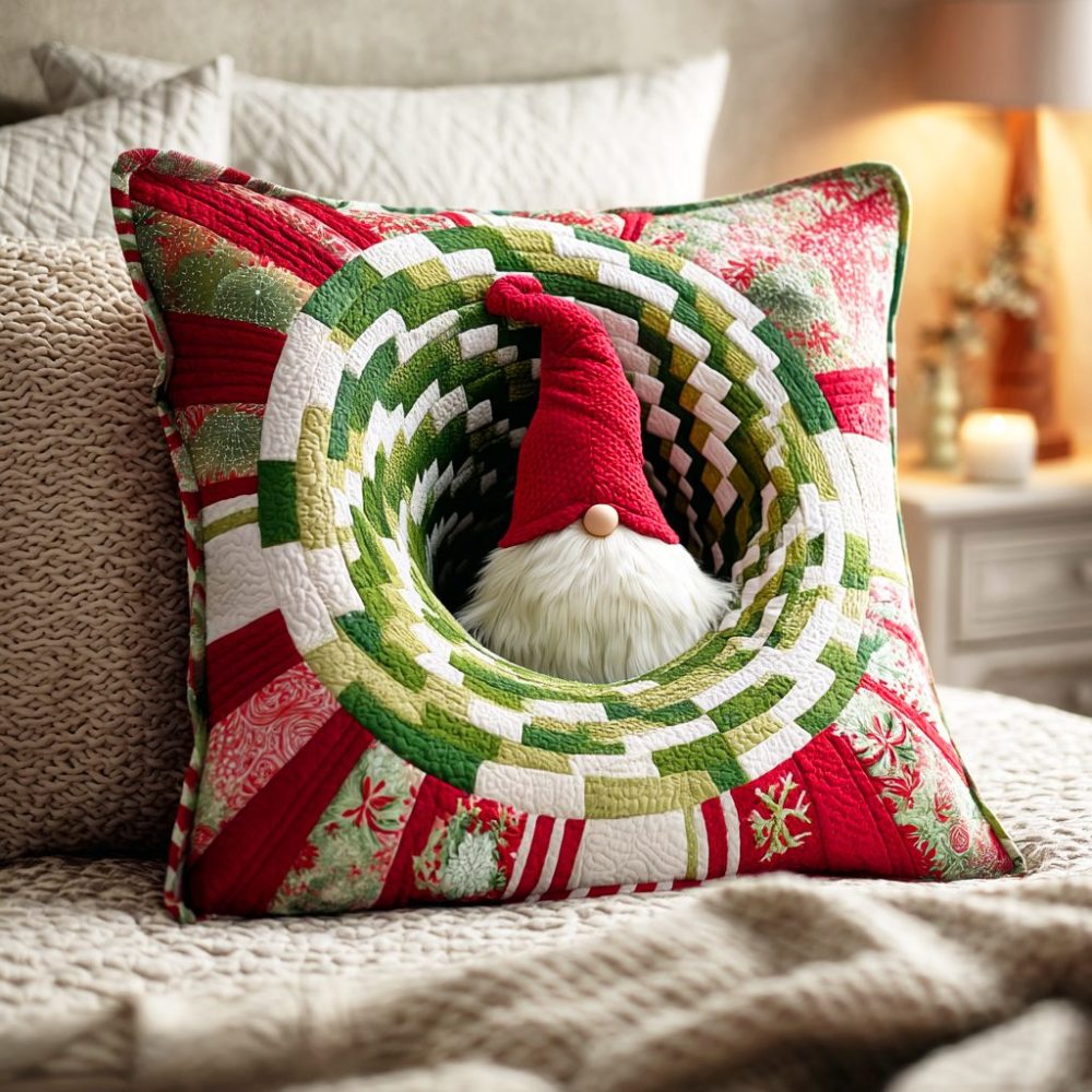 Holiday Spark Quilted Throw Pillow Cover — Festive Shimmer Decorative Cushion Case To Brighten Christmas & Winter Rooms
