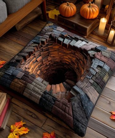 Endless Pit Quilted Throw Pillow Cover , Surreal Dark Art Cushion – Quilted Square Pillowcase For Moody, Artistic Home Decor