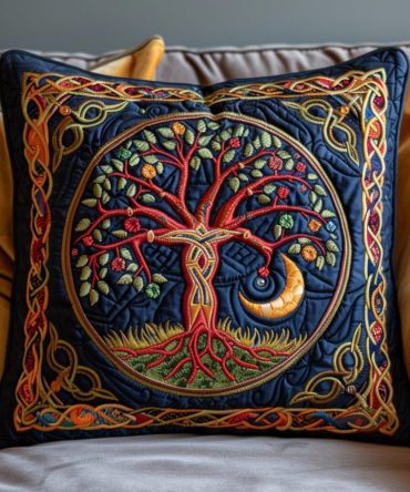 Enchanting Tree Of Life Quilted Pillow Cover - Handcrafted Boho Throw Pillowcase, Statement Decorative Cushion For Home & Gifts
