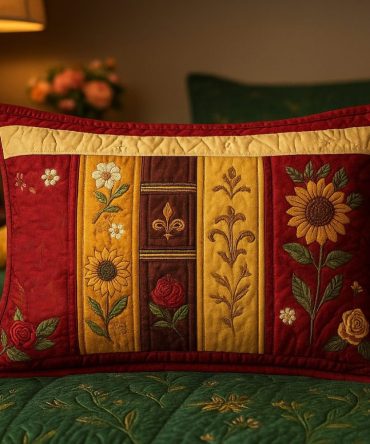 Sunflower Bloom Quilted Decorative Pillow Cover — Bright Floral Throw Pillow Sham For Kitchen, Porch & Sunny Farmhouse Style