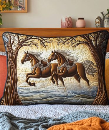 Mystic Rider Quilted Pillow Cover — Bold, Mythic-Themed Decorative Pillowcase For Statement Beds, Sofas & Themed Rooms