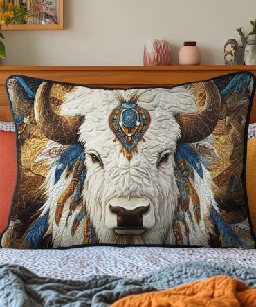 Tribal Herd Textured Quilted Pillow Sham — Boho Tribal Decorative Pillowcase, Soft Durable Cotton, Global Accent For Living Room Or Bed