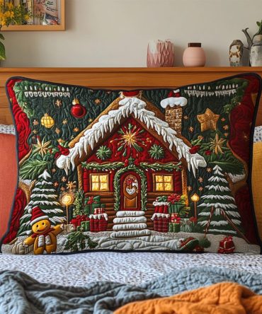 Hand-Quilted Cottage Pillow Sham, Cozy Country Throw Pillow Cover For Farmhouse & Cottage Bedrooms, Soft Textured, Easy Care