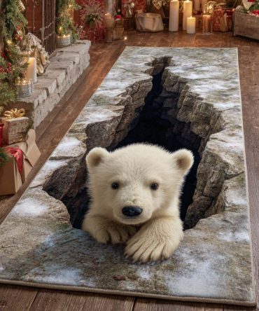 Arctic Peek Scenic Runner Rug — Cool Blue Polar Motif Hallway Carpet, Low-Profile, Fade-Resistant, Non-Slip Backing For Busy Homes