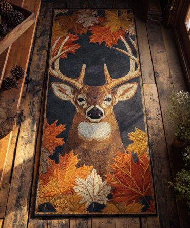 Autumn Crown Runner Rug — Warm Fall Hallway Accent Rug, Low-Pile Durable Runner With Rich Autumn Tones For Cozy Entryways