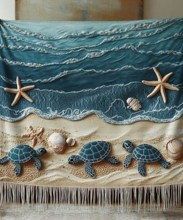 Beach Bliss Coastal Woven Throw - Lightweight Ocean-Themed Sofa Blanket, Soft Seaside Pattern For Relaxed Coastal Home Decor
