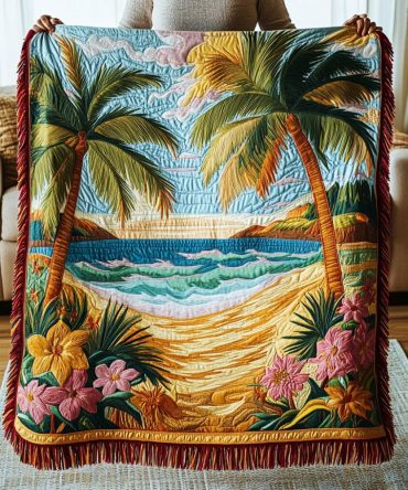 Beach Tranquil Coastal Woven Throw — Serene Decorative Sofa Blanket For Living Room, Soft & Breathable Couch Cover