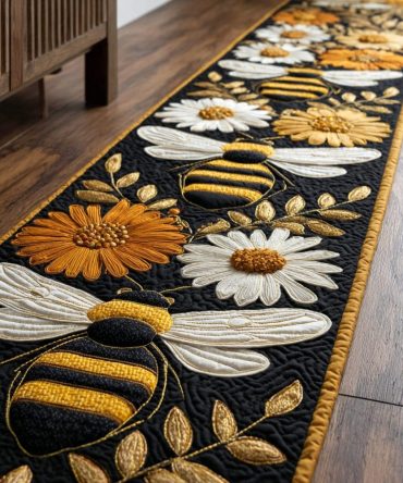 Bee Whisper Delicate Runner Rug - Subtle Apiary Motif Hallway Runner, Soft Low-Pile, Neutral Tones, Durable & Machine Washable