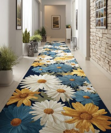 Bloom Walk Floral Runner Rug — Elegant Corridor Carpet, Durable Low-Pile, Non-Skid Backing & Easy Care For Busy Homes