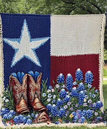 Boots & Blooms Woven Throw Blanket - Western Floral Sofa Blanket With Boots Motif, Cozy Boho Ranch Decor, Decorative Couch Accent
