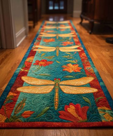 Bright Dragonfly Hallway Runner Rug - Colorful Modern Accent For Entry, Kitchen & High-Traffic Areas