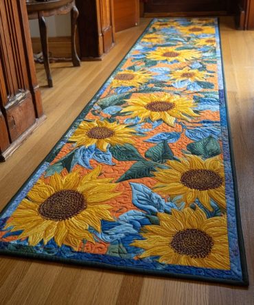 Bright Sunflower Hallway Runner — Vibrant Floral Runner Rug, Fade-Resistant Low-Pile Design, Non-Slip Backing For Everyday Use