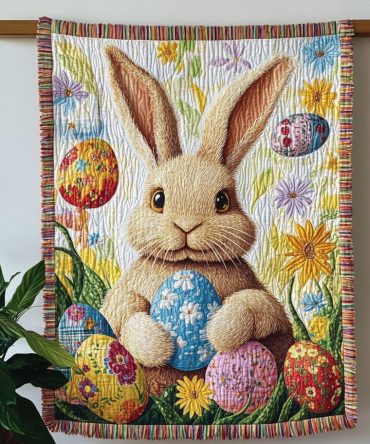 Adorable Bunny Woven Throw For Couch — Soft Kids & Nursery Decorative Blanket, Cute Pastel Rabbit Motif For Cozy Home Styling