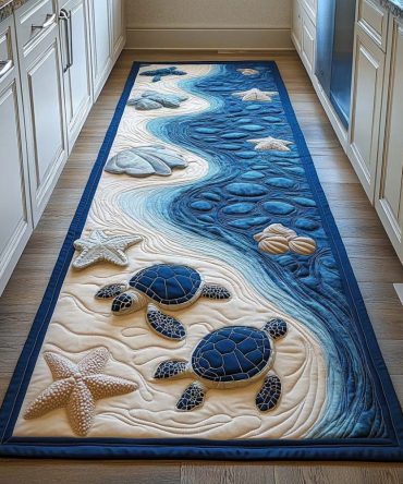 Serene Ocean Calm Runner Rug — Soft Blue Hallway Runner Carpet For Entryway, Low-Maintenance, Fade-Resistant & Slip-Safe