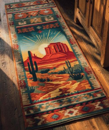 Desert Canyon Runner Rug — Canyon Glow Hallway Accent Rug In Warm Earth Tones, Low-Pile Durable Runner For Busy Homes