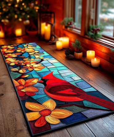 Morning Cardinal Hallway Runner Rug - Cozy Washable Bird-Themed Runner With Non-Slip Backing For Entryway & Kitchen