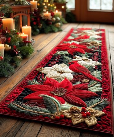 Cardinal Silent Snow Runner Rug - Elegant Winter Bird Runner, Soft Non-Slip Washable Hallway Rug For Cozy Entryways