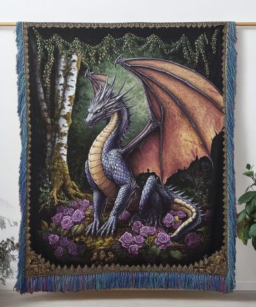 Celestial Serpent Signature Throw — Mythic Woven Blanket For Home & Gift , Soft Cotton-Blend, Statement Accent, Easy Care