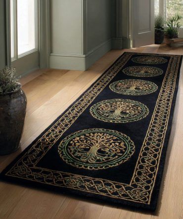 Celestial Circles Star & Moon Runner Rug — Modern Celestial Hallway Carpet, Low-Pile Durable Runner For Contemporary & Boho Spaces