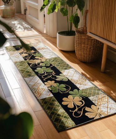 Celtic Charm Textured Runner Rug – Intricate Knotwork Hallway Accent, Durable Low-Pile Fiber, Fade-Resistant & Non-Slip For Classic Interiors