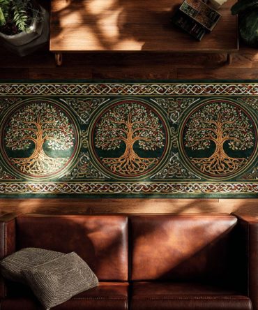 Celtic Grove Heritage Runner Rug — Timeless Celtic Pattern Hallway Carpet, Durable Low-Pile Runner For Classic & Rustic Interiors