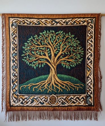 Celtic Tree Of Life Woven Throw — Classic Celtic Knot Tree Tapestry Blanket, Traditional Boho Sofa Throw To Elevate Home Decor